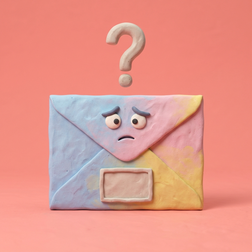 Envelope preocupado sem crachá de identificação representando e-mails não verificados