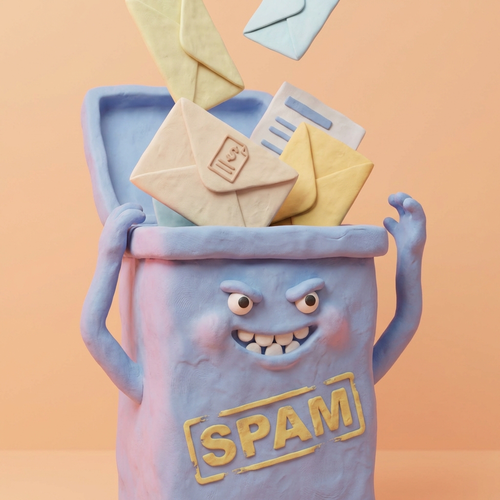 Pasta de spam capturando e-mails importantes representando mensagens bloqueadas